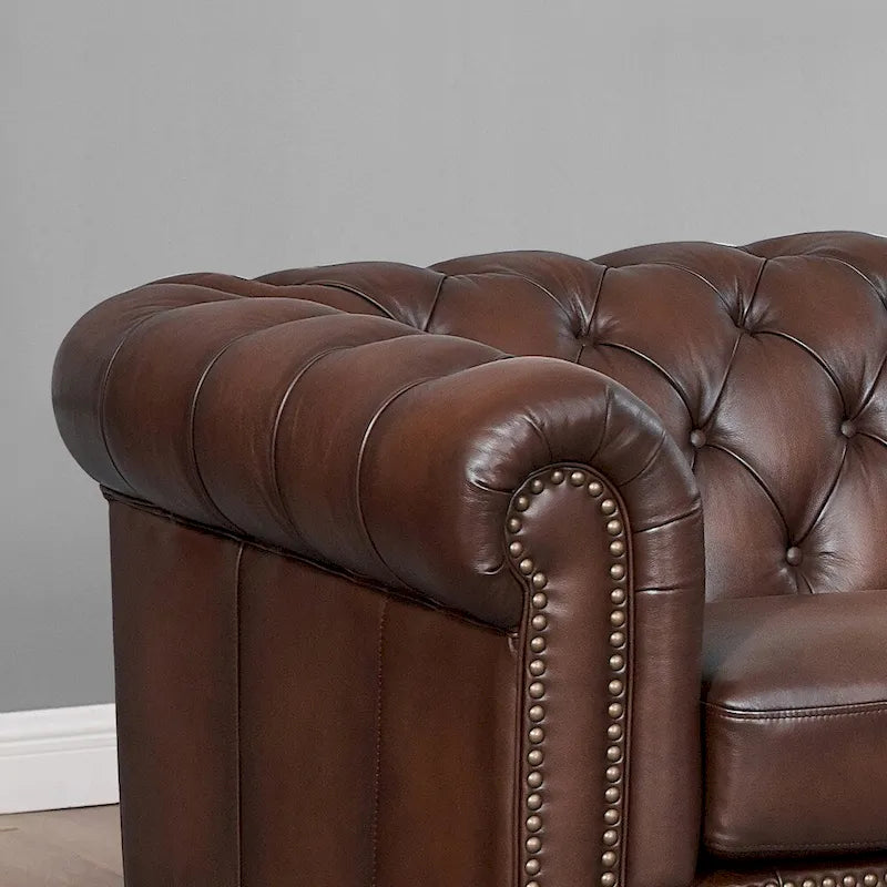 Hydeline Alton Bay Top Grain Leather Chesterfield Sofa and Loveseat Set - image 6