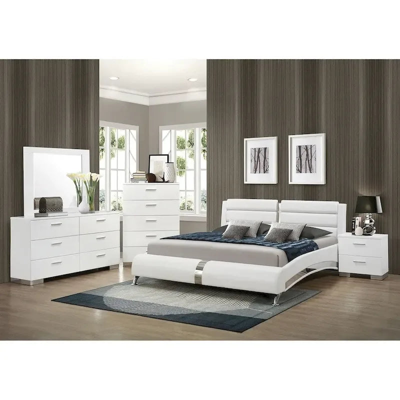 Escalon Modern Glossy White 4-Piece Bedroom Collection - image 1