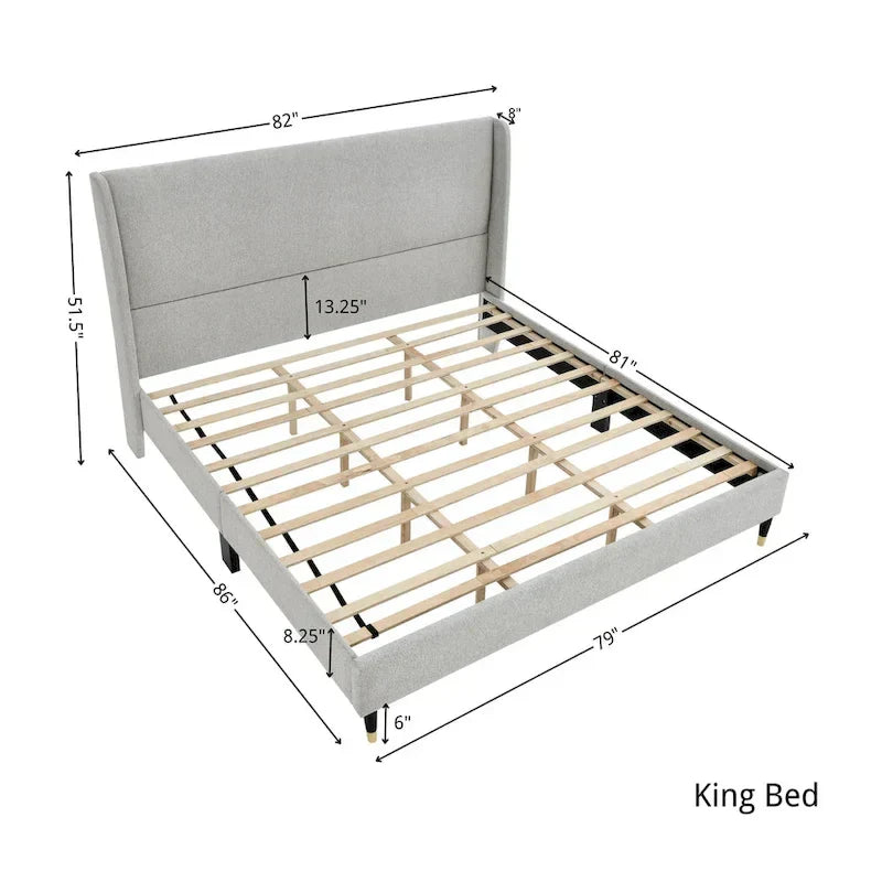 Roundhill Furniture Rozitta Upholstered Wingback Bed with Platform Design - image 35
