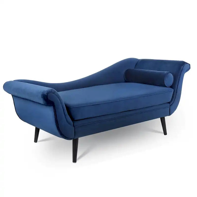 Upholstered Indoor Chaise Lounge Chair with Scroll Arms, Reclining Feature, Rolled Accent Pillow, and Sturdy Solid Wood Legs - image 16