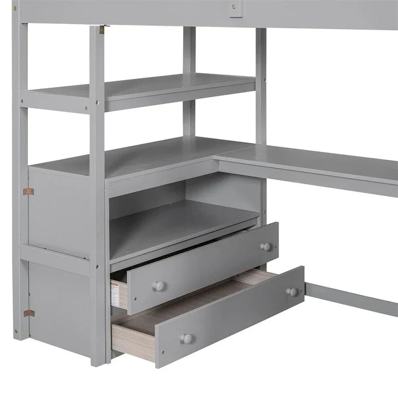 Merax Loft Bed with Integrated Desk and Storage Shelves - image 12