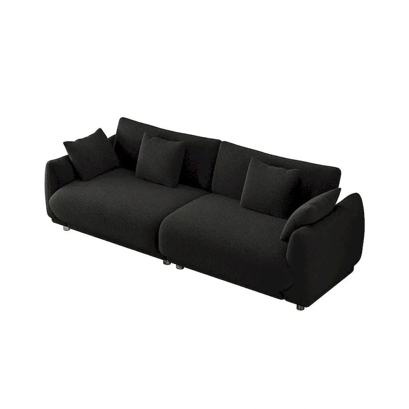 86.6" Contemporary Teddy Velvet Triple Sofa with 4 Cushions and Metal Legs - image 15
