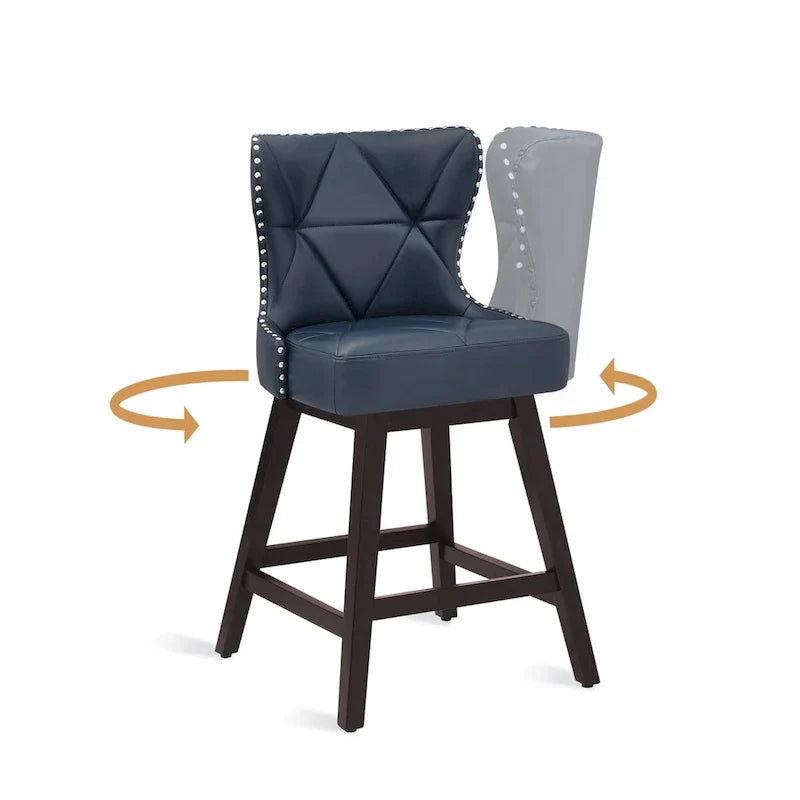 LUE BONA Set of 4 Mid-Century Modern 26-Inch Swivel Counter Stools with Faux Leather and Fabric Upholstery for Kitchen Island - image 33