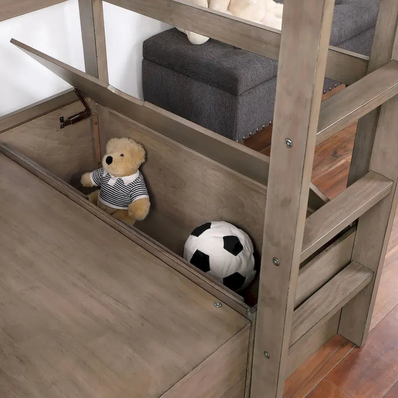 Furniture of America Wegh Twin Loft Bed with Workstation and Concealed Storage - Solid Wood - image 1