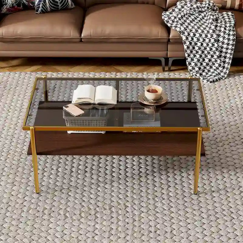 Modern Rectangular Coffee Table with Tempered Glass Surface for Living Room - image 15