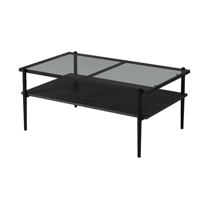 Modern Rectangular Coffee Table with Tempered Glass Surface for Living Room - image 10