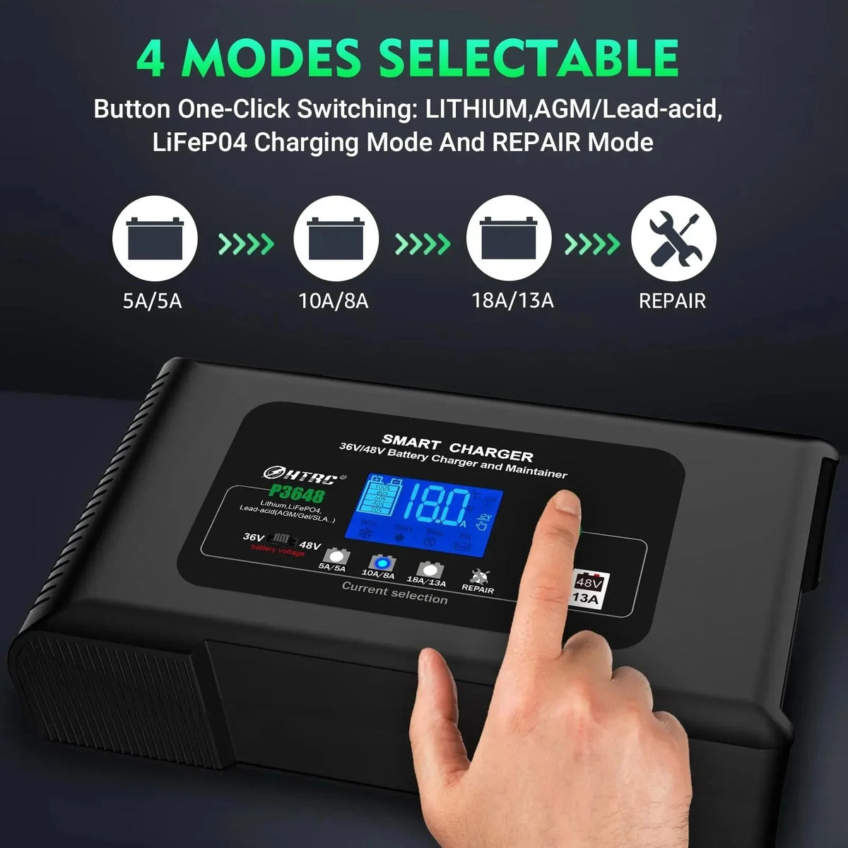36 Volt Golf cart Charger 18-Amp Smart Charger, Car Battery Charger,Trickle Charger,36V,18-Amp and 48V,13-Amp,Lithium,LiFePO4,Lead-Acid AGM/Gel/SLA.Battery Charger, for EZGO TXT,Car, Boat. - image 2