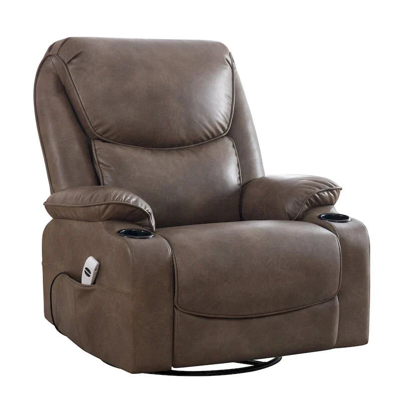 HOMYKA 34.2-Inch Wide Faux Leather Swivel Rocking Power Recliner Chair with USB Charging Port - image 6
