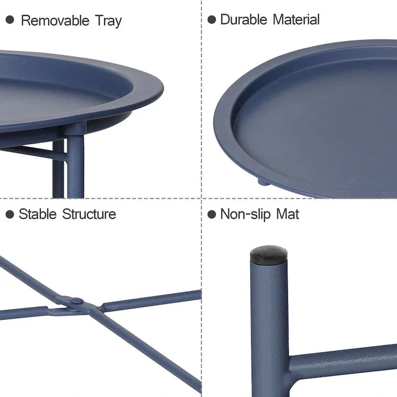 Javlergo Set of 2 Folding Round Steel TV Tray Tables - Compact Side Tables, No Assembly Needed - Dimensions: 18.5 x 18.5 x 19.7 in - image 20