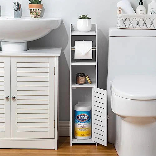 Toilet Paper Holder Stand, Storage Cabinet Beside Toilet for Small Space Bathroom - image 4