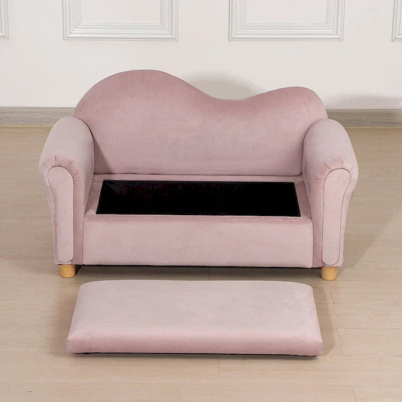 Qaba Kids Sofa with Wooden Armrests - Toddler Couch for Preschool and Kindergarten Rooms Featuring Hidden Storage - image 20