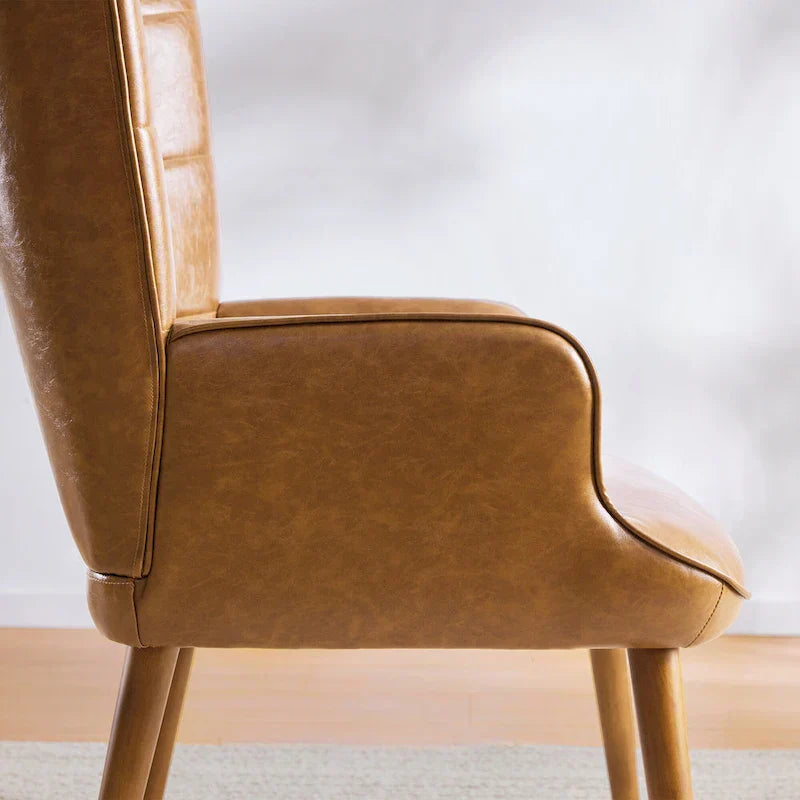 Set of 2 High-Back Tufted Accent Chairs in Cream, Brown, and Taupe - image 33