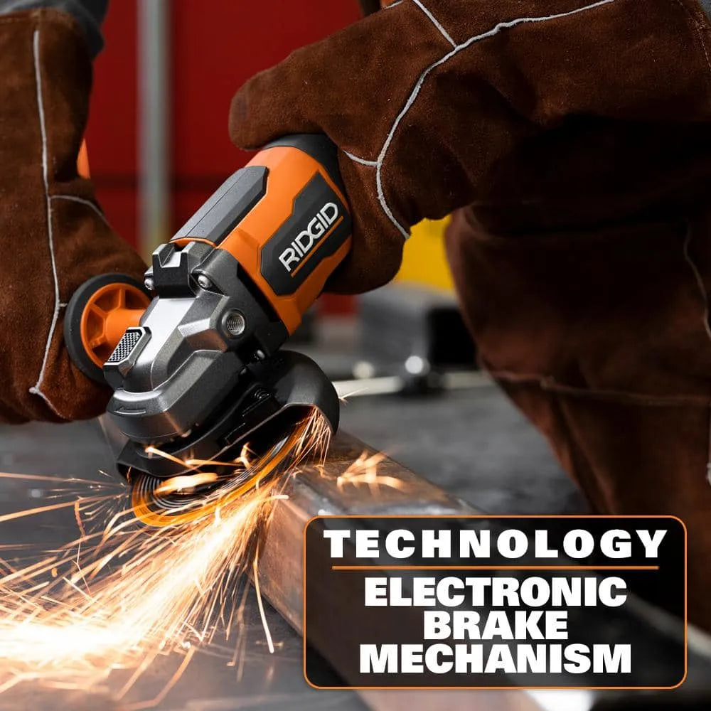 RIDGID 18V Brushless Cordless 4-1/2 in. Paddle Switch Angle Grinder with (2) 4.0 Ah Batteries, Charger, and Bag R86047B-AC93044SBN - image 6