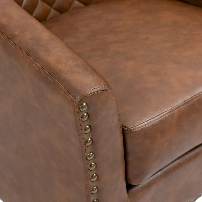 Ethan Barrel Accent Chair in PU Leather with Nailhead Detailing - image 18