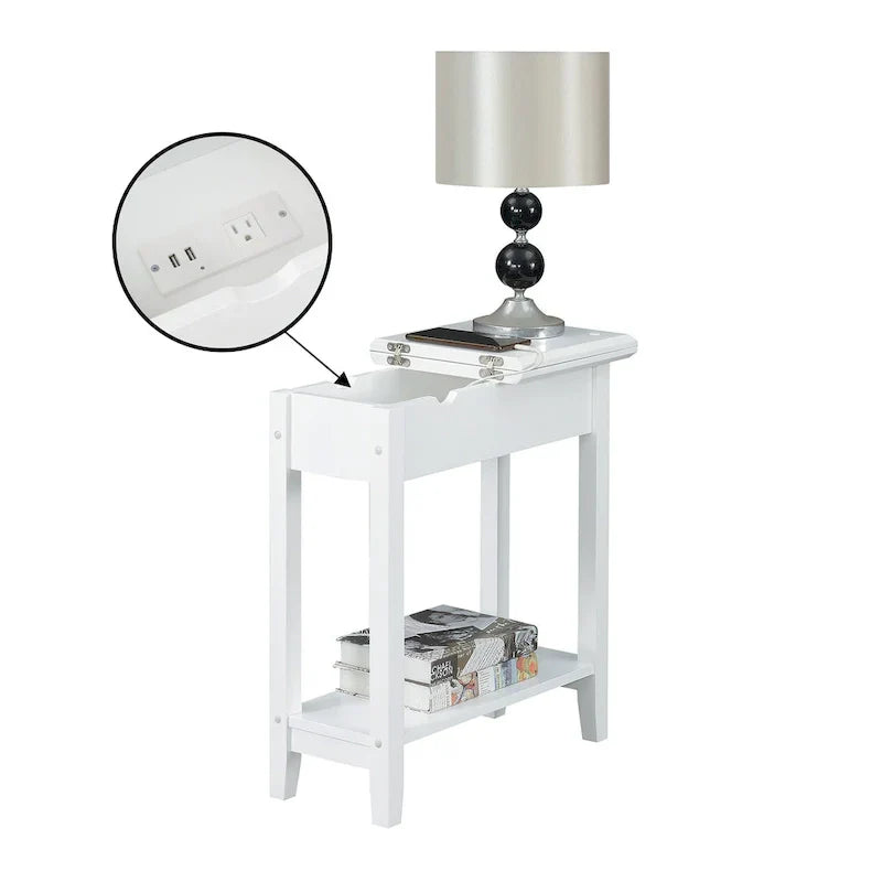 American Heritage Flip Top End Table with Charging Station and Shelf by Convenience Concepts - image 14