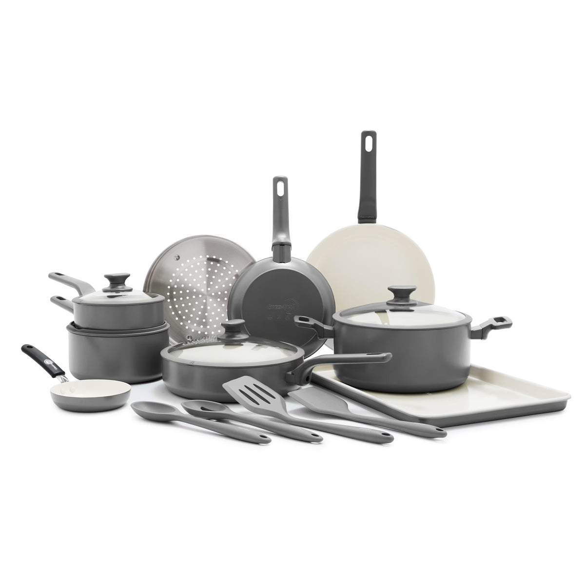 GreenPan Essence 17-Piece Ceramic Nonstick Cookware -C Toxin-Free, Dishwasher & Oven Safe, Green - image 3