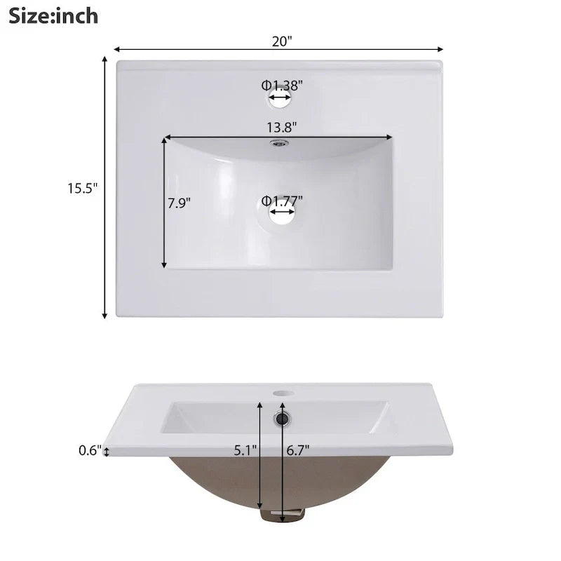 Contemporary 20-Inch Compact Bathroom Vanity Cabinet with Ceramic Sink - image 7