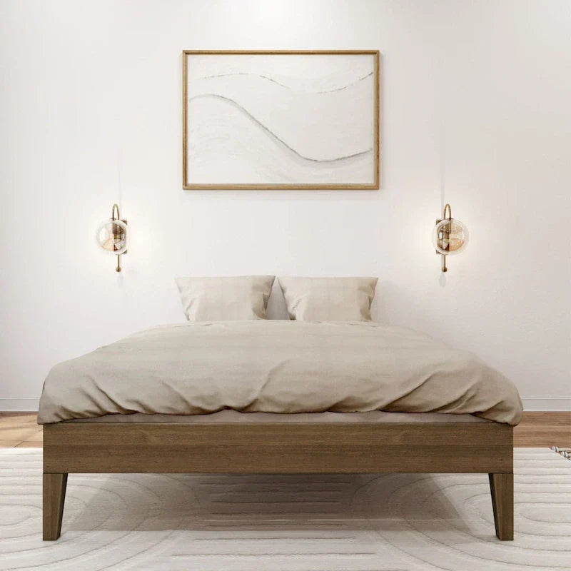 Full-Size Platform Bed with Plank and Beam Design - image 13
