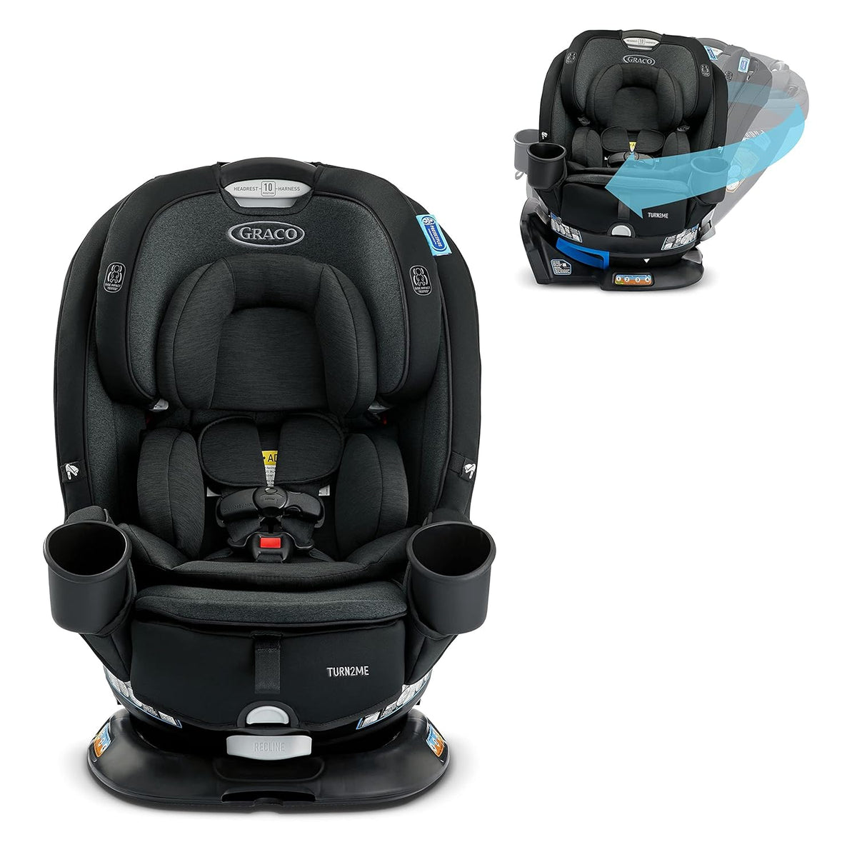 Graco Turn2Me 3-in-1 Convertible Car Seat, Rotating, Rear & Forward-Facing, Highback Booster, SnugLock, Cambridge - image 1