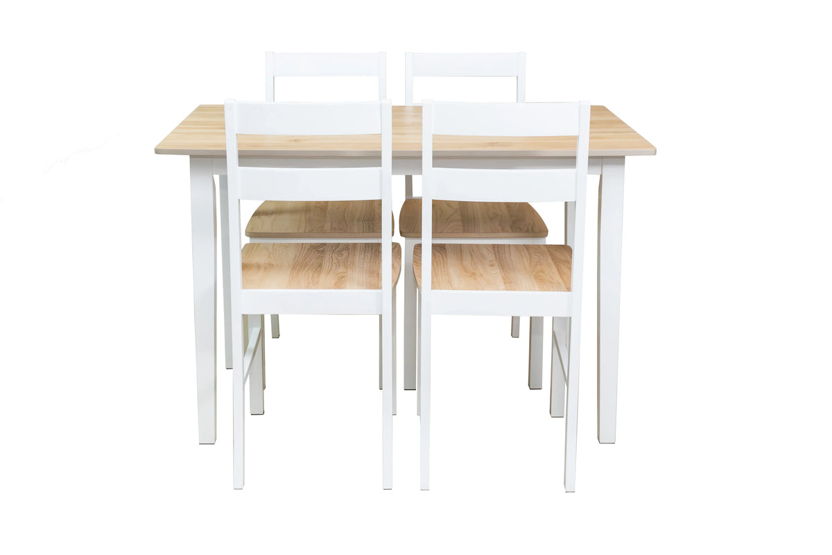 Mainstays 5-Piece Dining Set, 1 Table and 4 Chairs, White, MDF and Rubberwood, Indoor, 46" L x 29" W x 30" H Table - image 3