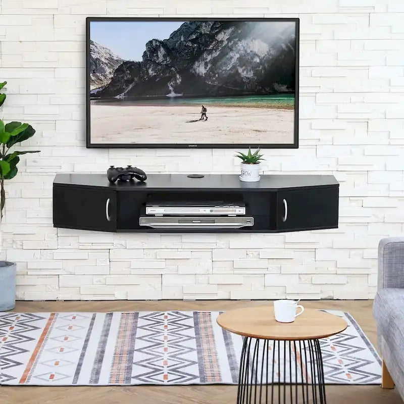 FITUEYES 43.3" Wall-Mounted Floating Media Console Desk with Storage Hutch - image 1