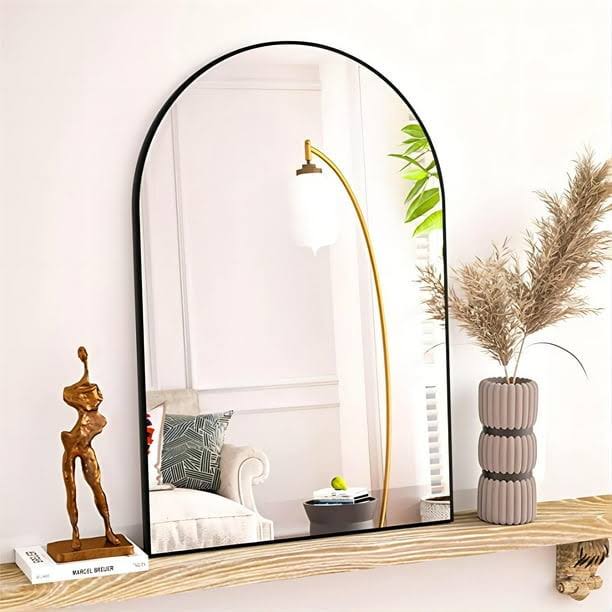 BEAUTYPEAK 20"x 30" Bathroom Mirror Wall Vanity Arched Mirror, Black - image 1