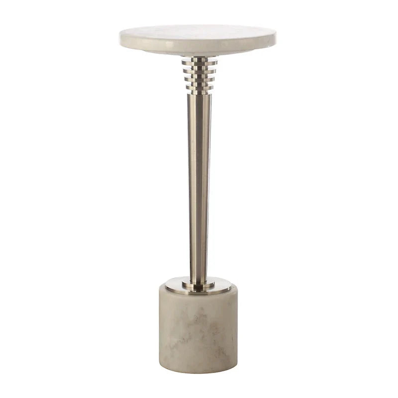 Modern Round Marble Pedestal Accent Table - image 4