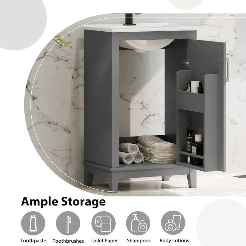 Contemporary 20-Inch Compact Bathroom Vanity Cabinet with Ceramic Sink - image 11