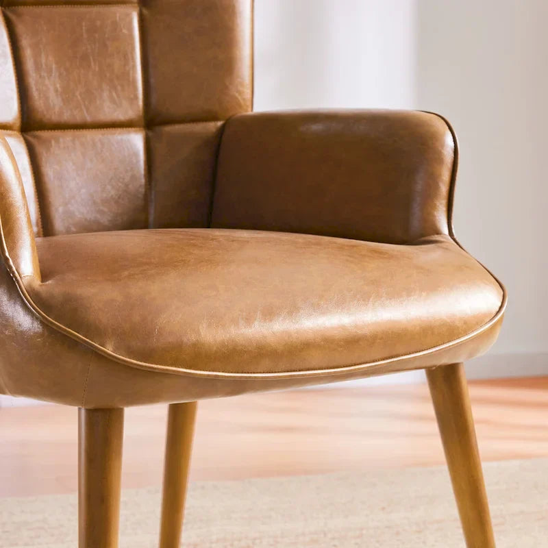 Set of 2 High-Back Tufted Accent Chairs in Cream, Brown, and Taupe - image 31