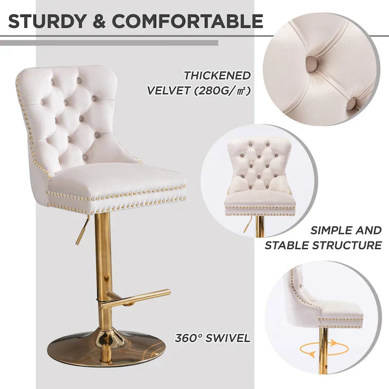 Contemporary Adjustable Thick Upholstered Swivel Counter Bar Stools - image 16