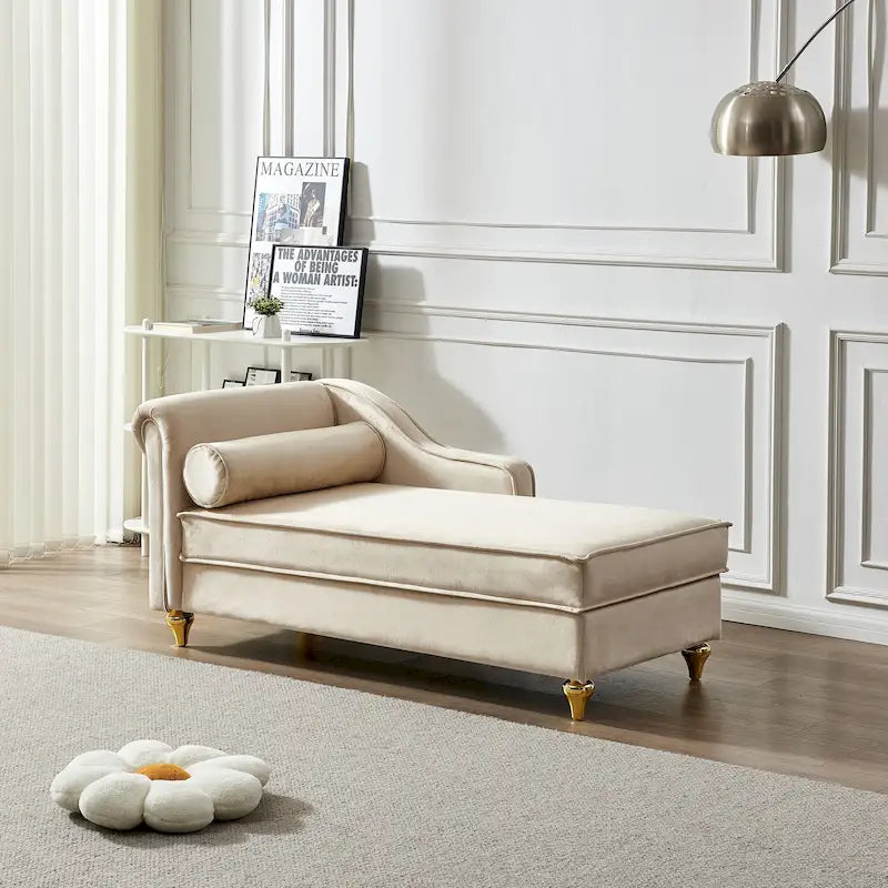 Contemporary Velvet Chaise Lounge Chair with Storage - image 2