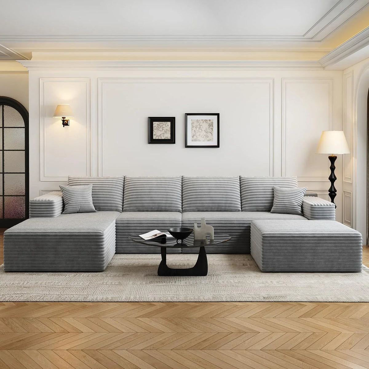 107.5" Cloud Modular Sectional Sofa Couch with L-Shape Chaise,Modern Minimalist Upholstered Couches for Living Room Bedroom,Deep Seat Corner Couch .No Assembly Required (Black,Left Facing Chaise) - image 89
