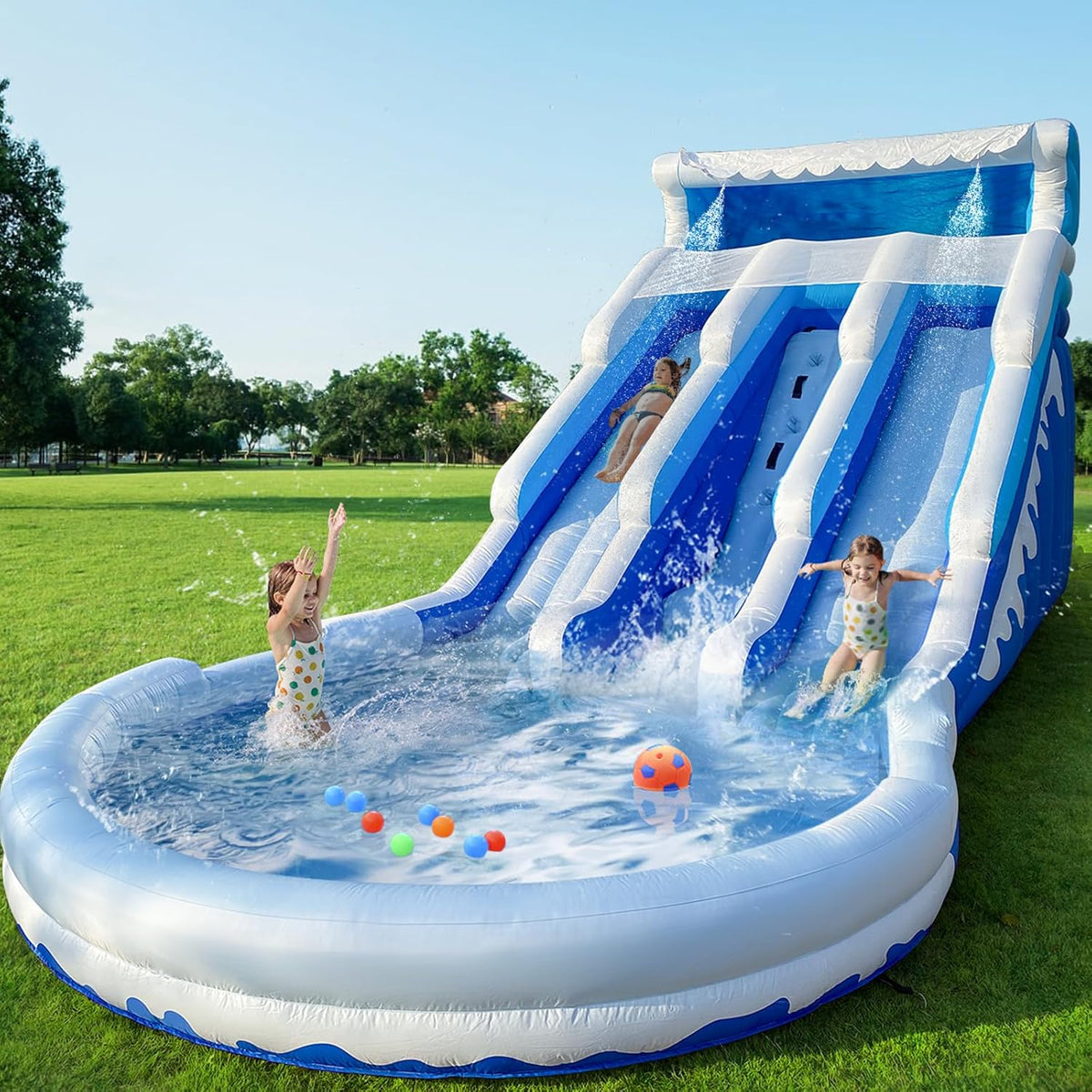 Large Inflatable Water Slide Swimming Pool Play Center, Commercial Grade Lightweight Premium Water Slide Bounce House 20.6x9.5x9.3Ft for Kids and Adults (with Blower) - image 1