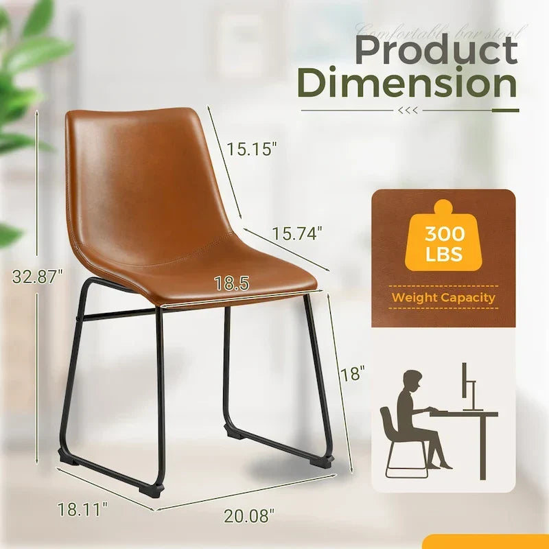 Set of 2 Homall Brown PU Leather Counter Bar Stools with Backrest and Footrest - image 7