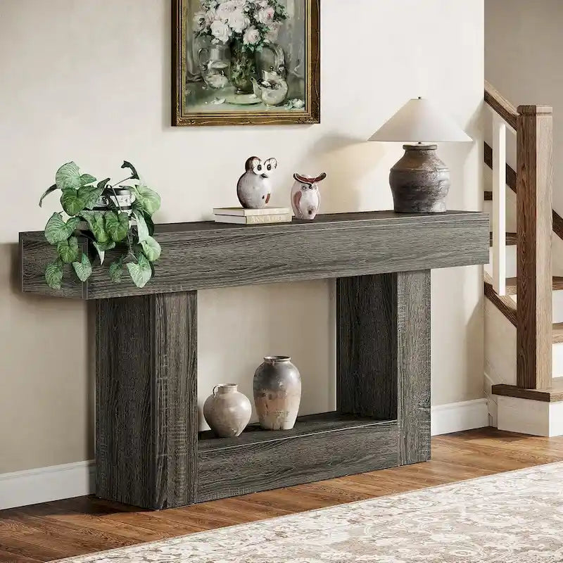 Rustic 2-Tier Entryway Table for Living Room, Hallway, and Foyer - image 22
