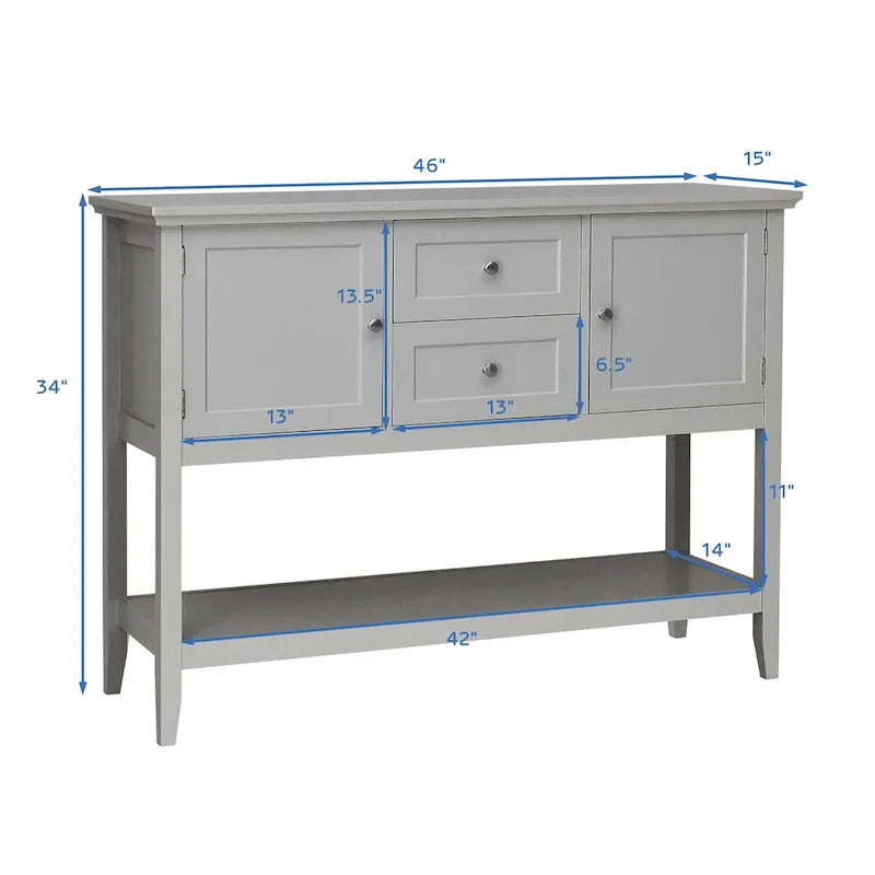 Modern Wooden Sideboard Buffet Cabinet with Drawers & Open Shelf - image 8