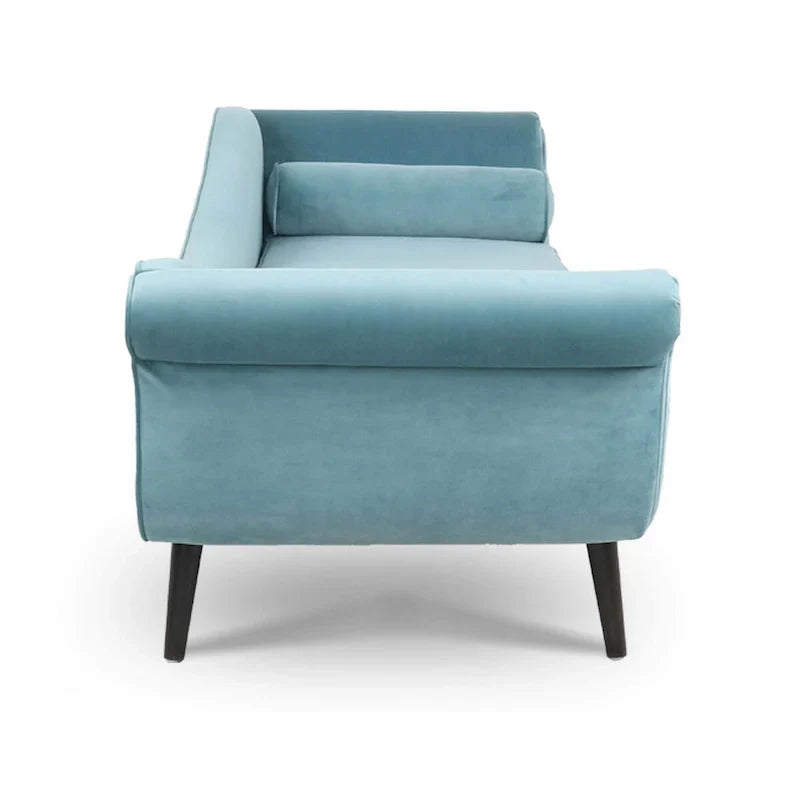 Upholstered Indoor Chaise Lounge Chair with Scroll Arms, Reclining Feature, Rolled Accent Pillow, and Sturdy Solid Wood Legs - image 9