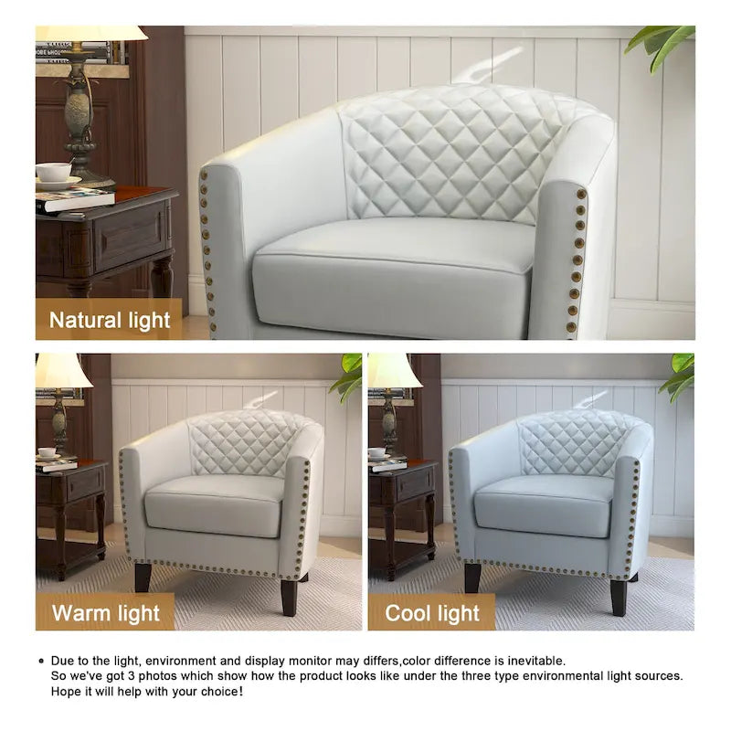 Ethan Barrel Accent Chair in PU Leather with Nailhead Detailing - image 34