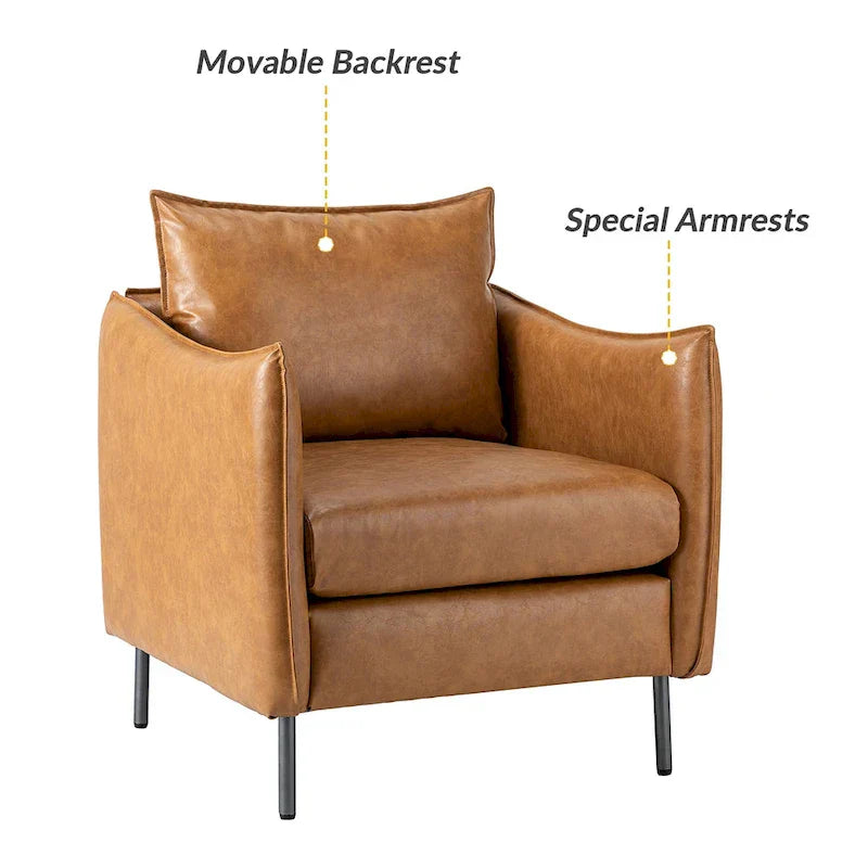 Set of 2 Jaime Modern Vegan Leather Accent Chairs with Metal Legs by HULALA HOME - image 11