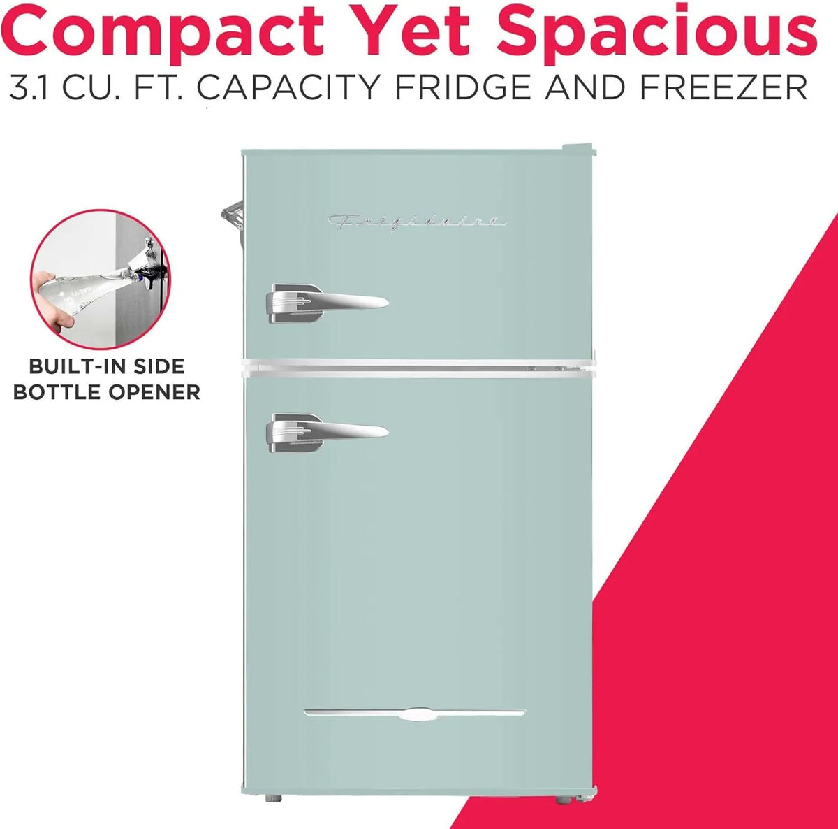 Frigidaire Retro Mini Fridge with Freezer Side Bottle Opener-Small 2 Door Refrigerator Office Bar - image 5