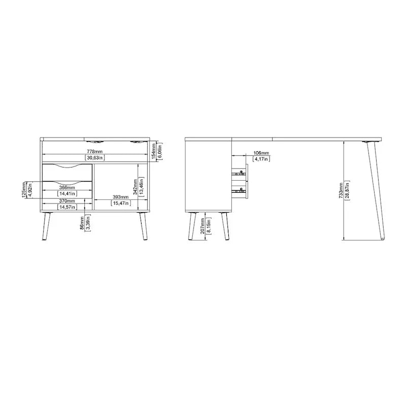 Carson Carrington Kristiansund L-Shaped Desk with 2 Drawers and 3 Shelves - image 9