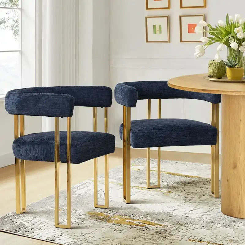 Set of 2 Chenille Upholstered Armchairs - image 12
