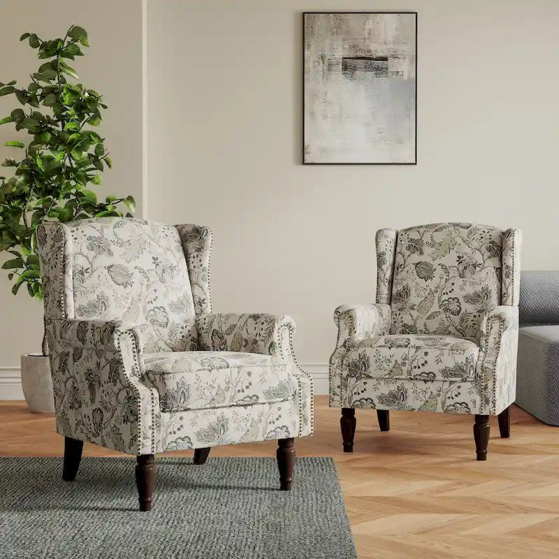 Pair of Stylish Upholstered Accent Chairs with Patterns for Living Room - image 12