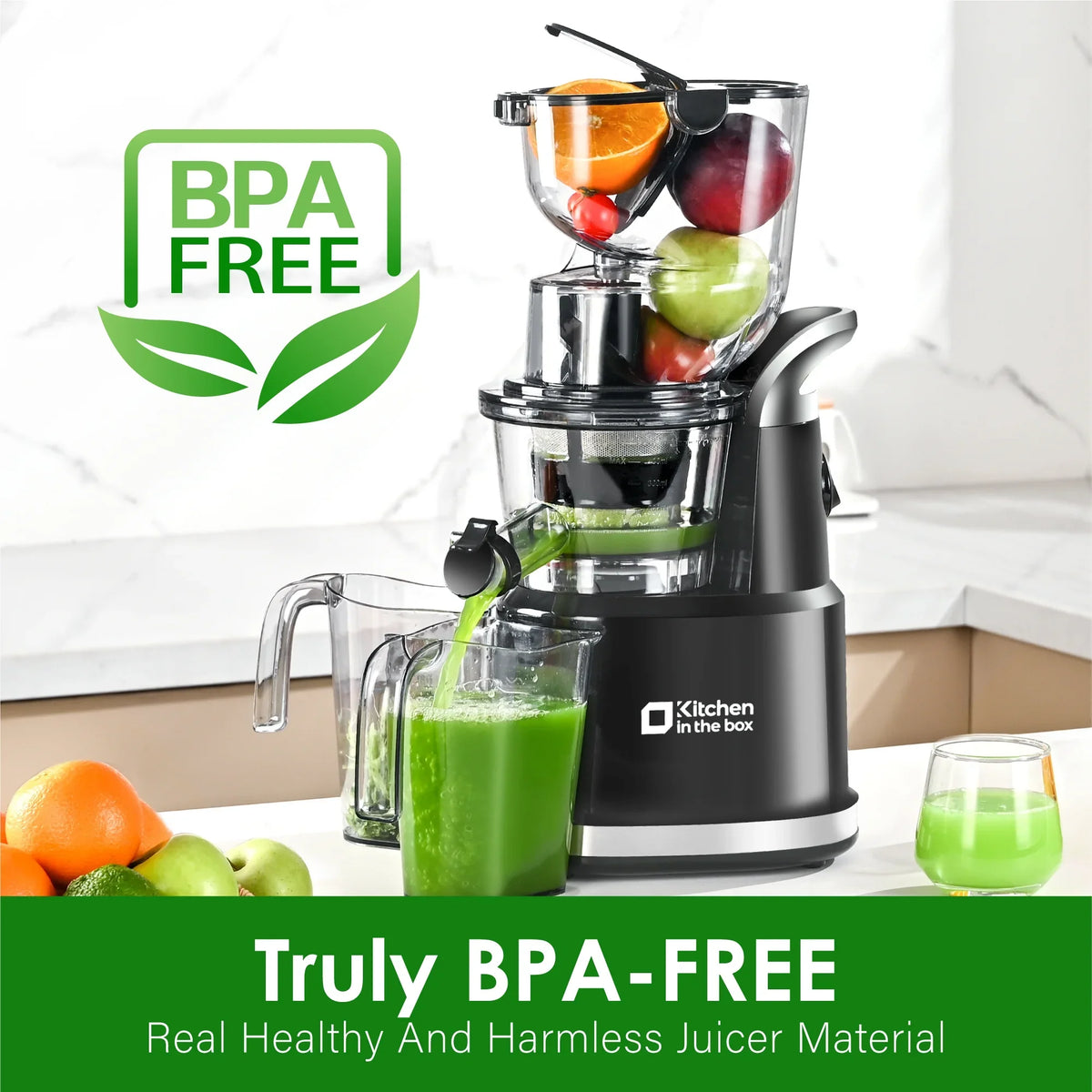Kitchen in the Box Cold Press Juicer Machines With 3.26" Wide Feed Chute, Slow Masticating Juicer Machine for Whole Fruits and Vegetables, BPA-Free - image 14