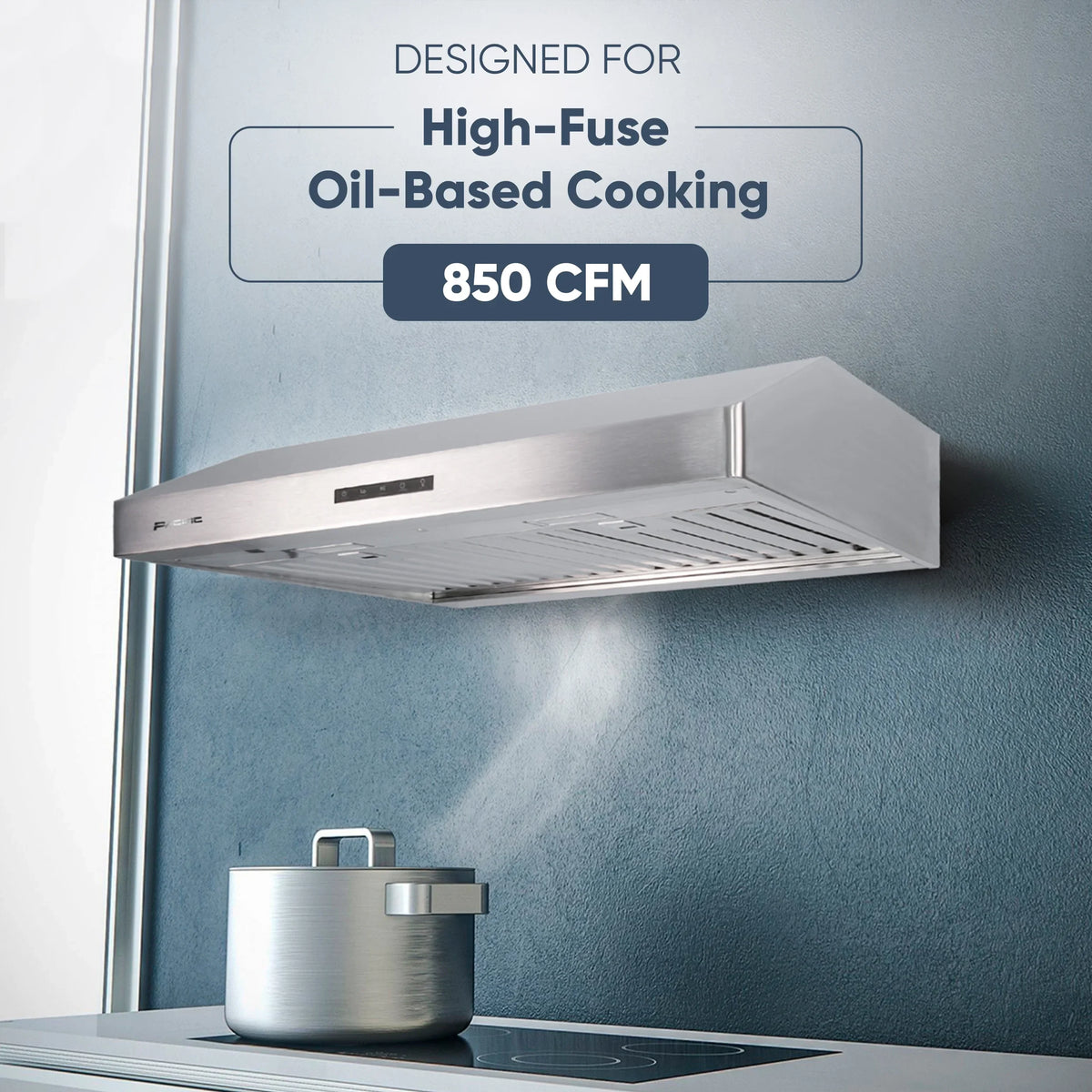 Pacific Economy Pro Under Cabinet Ducted Range Hood 30 inch - 850 CFM 3-Speed Powerful Kitchen Vent Hood - Electric Stainless Steel - Ultra Quiet, Glass Touch Control, 6W LED Lights PR6830AS - image 6