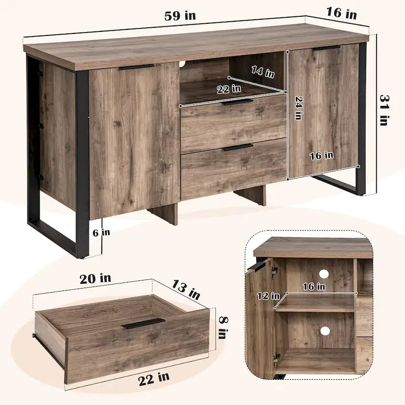 2-Door, 2-Drawer Storage Cabinet and TV Stand - image 8