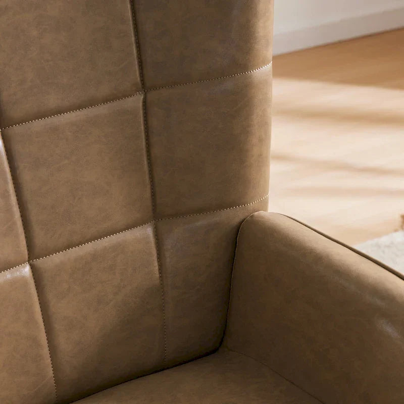 Set of 2 High-Back Tufted Accent Chairs in Cream, Brown, and Taupe - image 15