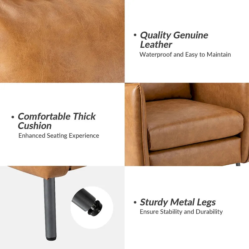 Set of 2 Jaime Modern Vegan Leather Accent Chairs with Metal Legs by HULALA HOME - image 9