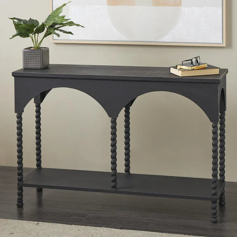 Console Table with Shelf and Arched Design - image 3