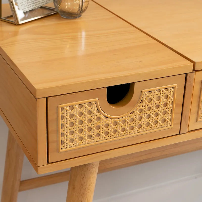Chantal Natural Wood Vanity with 2 Cane Drawers - image 1